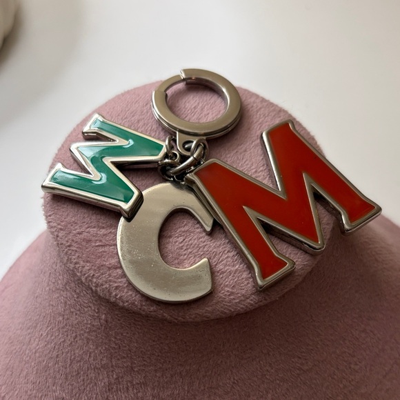 MCM Accessories - MCM Silver & Enamel Logo Keychain